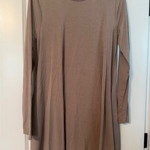 Zenana Outfitters Long Sleeve Dress in Tan